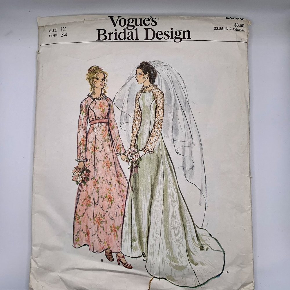 Rare UNCUT Vintage Vogue Bridal Designs 1973 Sewing Pattern 2809
